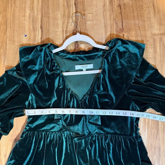 Crosby By Mollie Burch Anna Julia Emerald Green Velvet Mini Dress Size S - Picture 7 of 9